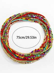 Random Color Bohemian Style Rainbow Acrylic Bead Body Chain Waist Jewelry Gift For Women (Waist Chain Bead Color Random) - Multicolor - View 4