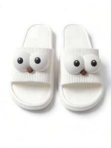 Men's And Women's Home Slippers, With Unique Decorations, Anti-Slip Bathroom Slippers, Comfortable And Lightweight, Home Slippers - White - View 3