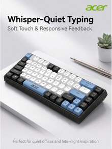 Acer Kombinasi keyboard dan mouse nirkabel dual-mode, sakelar gunting, senyap, dapat diisi ulang, keyboard dan mouse Bluetooth kantor dengan desain blok warna. - View 4