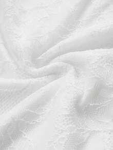 QUNGIGU Women V Neck Flower Lace Dress Bell Sleeve Ruffle Hem Outfits For Going Out Dating Party Wear - White - View 9