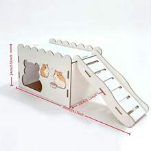 1 Set Double-Layer Slide Hamster & Guinea Pig Castle House, Selected Double-Layer Hamster House, Small Animal Habitat Decoration Cage Accessory, Universal Small Pet House Double-Layer Castle Shaped Cage Toy, Double-Layer Structure Design With Upper And Lower Activity Space, Fun Climbing Interaction, Guinea Pig Castle Shaped Multi-Pet Applicable Scene - A - View 5