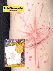 1 Kit "Pink Spark" Temporary Tattoos, Fake Tattoos, Waterproof, Authentic Tattoo Look, Colorful, Long Lasting, Easy To Apply And Remove, Girl, CSX039 - Multicolor - View 1