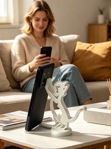 Cute Cat Shaped Plastic Phone Stand, Universal Desktop Phone Accessory, Suitable For All Smartphones, Hands-Free Lazy Design, Supports Dorm Live Streaming And Movie Watching, Perfect Cute Desktop Decoration Gift, Suitable For Women And Schools - Multicolor - View 6