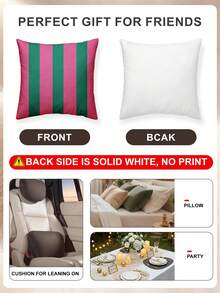 1/2pcs Pink & Green Striped Pillowcase (No Filling), Cushion Cover, Decorative Pillowcase, Single-Sided Print, Multi-Purpose, Breathable, Anti-Pilling, Comfortable, Machine Washable, Suitable For Sofa And Car Pillows, Room Decor, Autumn Decor, Home Decor, Autumn Decor - Multicolor - View 5
