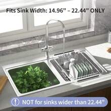 1pc Adjustable Stainless Steel Sink Strainer Basket With Non-Slip Rubber Sleeve, Multi-Functional Expandable Sink Storage Rack, Suitable For Most Kitchens, Can Hold Bowls, Plates, Cups And Kitchen Utensils, Essential For Improving Kitchen Efficiency - Natural Color - View 3