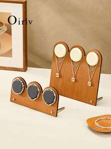 Oirlv 木製項鍊展示架 3孔珠寶吊墜收納架 多位置收納展示道具 適用於櫃檯、零售店、居家珠寶展示 - 手鍊架 - 查看 2