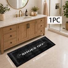 1pc "Please Take Off Shoes" Text & Pattern Printed Rug, Faux Wool Mat - Highly Absorbent, Easy To Clean, Suitable For Home Decor, Farmhouse, Entryway, Indoor, Room, Kitchen, Dining Room, Small Office/Home Office, Sink, Laundry Room, Doormat, Kitchen Mat, Non-Slip Mat - Multicolor - View 14