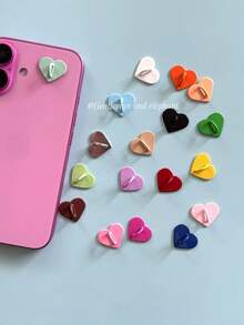 4pcs/8pcs Random Color Macaron Heart-Shaped Adhesive Hooks DIY Accessories Phone Case Decor With Back Glue - Multicolor - View 3