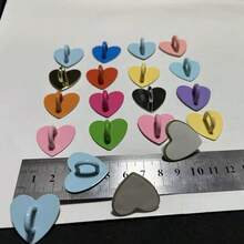 4pcs/8pcs Random Color Macaron Heart-Shaped Adhesive Hooks DIY Accessories Phone Case Decor With Back Glue - Multicolor - View 11
