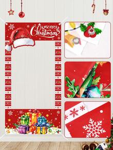 1 buah Bingkai Foto Liburan Natal, Topi Santa, Latar Belakang Cetak Hadiah Warna-warni, 60x120cm, Latar Belakang Stan Foto Poliester, Perlengkapan Pesta Natal, Dekorasi Tahun Baru - MultiWarna - View 5