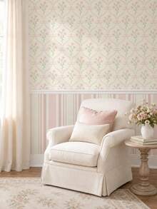 SUPSTICKER Matching Floral & Stripe Peel And Stick Wallpaper Collection, Self-Adhesive Removable Wallpaper For Living Room, Bedroom & Entryway, Choose Your Pattern - 1PC - View 10