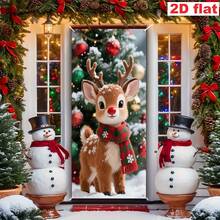 2D Flat Banner[Party Banner, Bunting]1pc, Polyester Material, Christmas Decoration Door Frame Banner - Christmas Reindeer - View 4