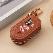 2026 New Car Key Bag Ink Style Butterfly Flower Lychee Pattern Zipper Multi Functional Car Key Storage Bag For Men And Women PortableChangeBag Pendant - Multicolor - View 15