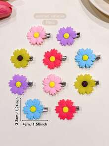 10pcs Soft Rubber Sunflower Hair Clips, Sweet Style Hair Accessories Suitable For Daily Use - Multicolor - View 9