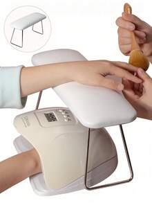 1pc High Rebound PU Nail Arm Rest Foldable, Gel Lamp Compatible Soft Cushion, Waterproof And Stain-Resistant Design, Suitable For Nail Art - White - View 1