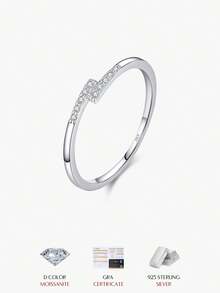 MODIAN D Color Moissanite Stackable Ring 925 Sterling Silver Parallel Bar Lab Diamond Delicate Finger Rings For Women Jewelry - Silver - View 1