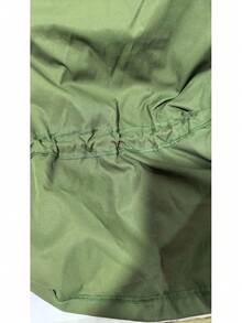 Solid Color Pocket Front Button Drawstring Home Wear Cinched Waist Utility Jacket Women Lapel Multi-Pocket Roll-Up Sleeve Outdoor Travel Slimming Short Jacket Autumn Office Commute Autumn/Winter - Dark Green - View 4