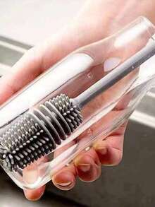 1/4pcs Multi-Size Bottle Brush Set, Long Handle Kitchen Cleaning Brushes, Suitable For Water Bottles, Glass Cups, Jars And Tumblers - Grey - View 3