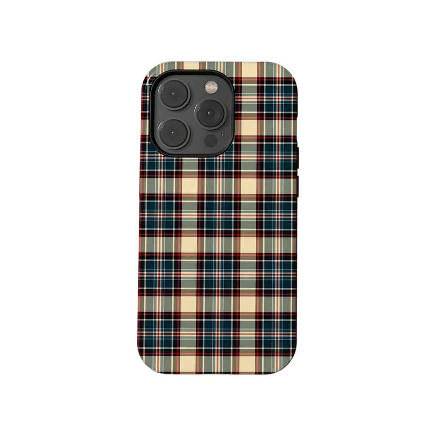 Gingham Checkered Phone Case Fall Plaid Phone Case Tartan Fabric Print Cover Compatible With IPhone 17 16 15 14 Pro Max Plus 13 12 11 - Multicolor - View 1