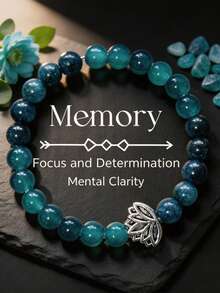 Pulsera de loto con cuentas de piedra natural estilo memoria, enfocada en la sanación del Body y la mente, joyería de meditación hecha a mano con cuerda elástica, adecuada para uso diario y regalos - azul real - Ver 7