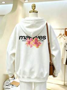 Women's Crew Neck Sweatshirt, Travel Hoodie With Pocket, Cotton T-Shirt, Basic Autumn-Winter Sweatshirt For Women - White - View 9