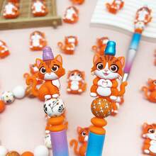 25/45/62PCS New 3D Cat Silicone Beads Set - Orange, Gray, Black Cat Design - Adult DIY Accessories Suitable For DIY Beaded Pens, Earrings, Etc. Perfect As Holiday Birthday Gift Beads & Bead Assortments - New Cute Kitten - View 8