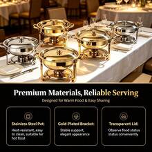 Stainless Steel Buffet Warmer, Advanced Self-Heating Set With Gold-Plated Stand And Lid, All-In-One Hot Pot Buffet Pot, Suitable For Hotels, Parties, Weddings And Home Dining - Round - View 11