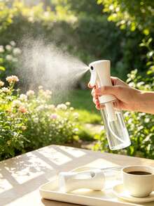 1pc Press-Type High Pressure Fine Mist Spray Bottle, Transparent Portable Refillable Spray Bottle, Home Disinfection Cleaning Sprayer, Gardening Plant Watering Spray Bottle - Transparent - View 2