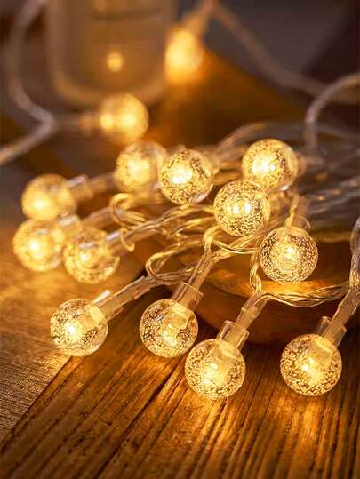 1pc LED Crystal Ball String Lights, Indoor Decoration Battery Operated Bubble Fairy Lights, Suitable For Living Room Decor, Outdoor Garden Decor, Tent Decor, Birthday Party Decor, Wedding Decor
