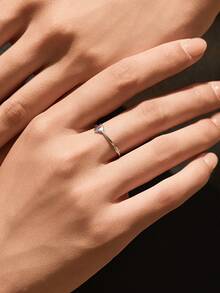 Cincin Tumpuk Moissanite Warna D MODIAN Perak Sterling 925 Bentuk Hati Berlian Lab Tipis Elegan Cincin Jari Cinta untuk Perhiasan Wanita - Perak - View 2