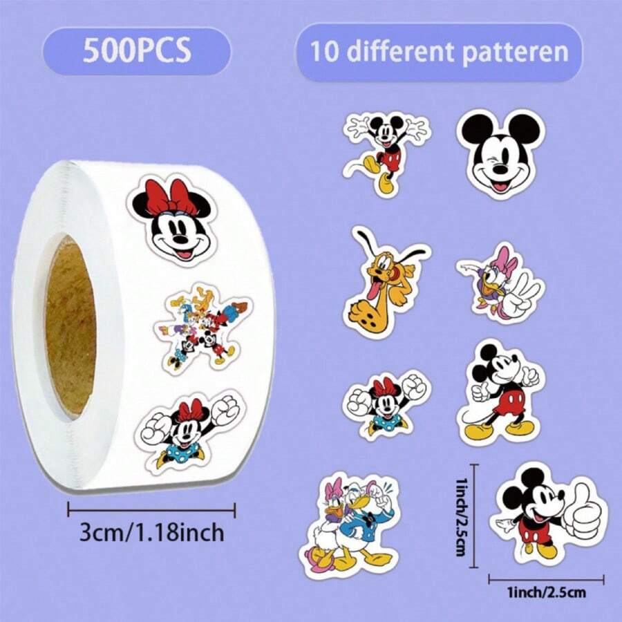 Disney 500pcs Mickey Mouse Stickers, Creative Funny Cute, Suitable For Decorating Desktops, Folders, Pen Holders, Notebooks And Other Office Scenes Graffiti Stickers - Multicolor - View 1