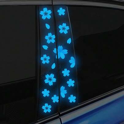 High Intensity Reflective Flower Car B-Pillar Sticker Se-- Cherry Blossom Center Pillar Decal Waterproof Vinyl Decal DIY Car Window B