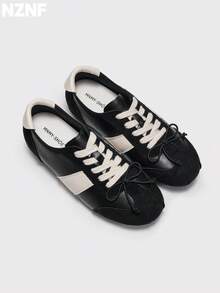 NZNF Premium Flat German Training Shoes For Women, New Autumn Versatile Sneakers To Match With Skirts - Black - View 2