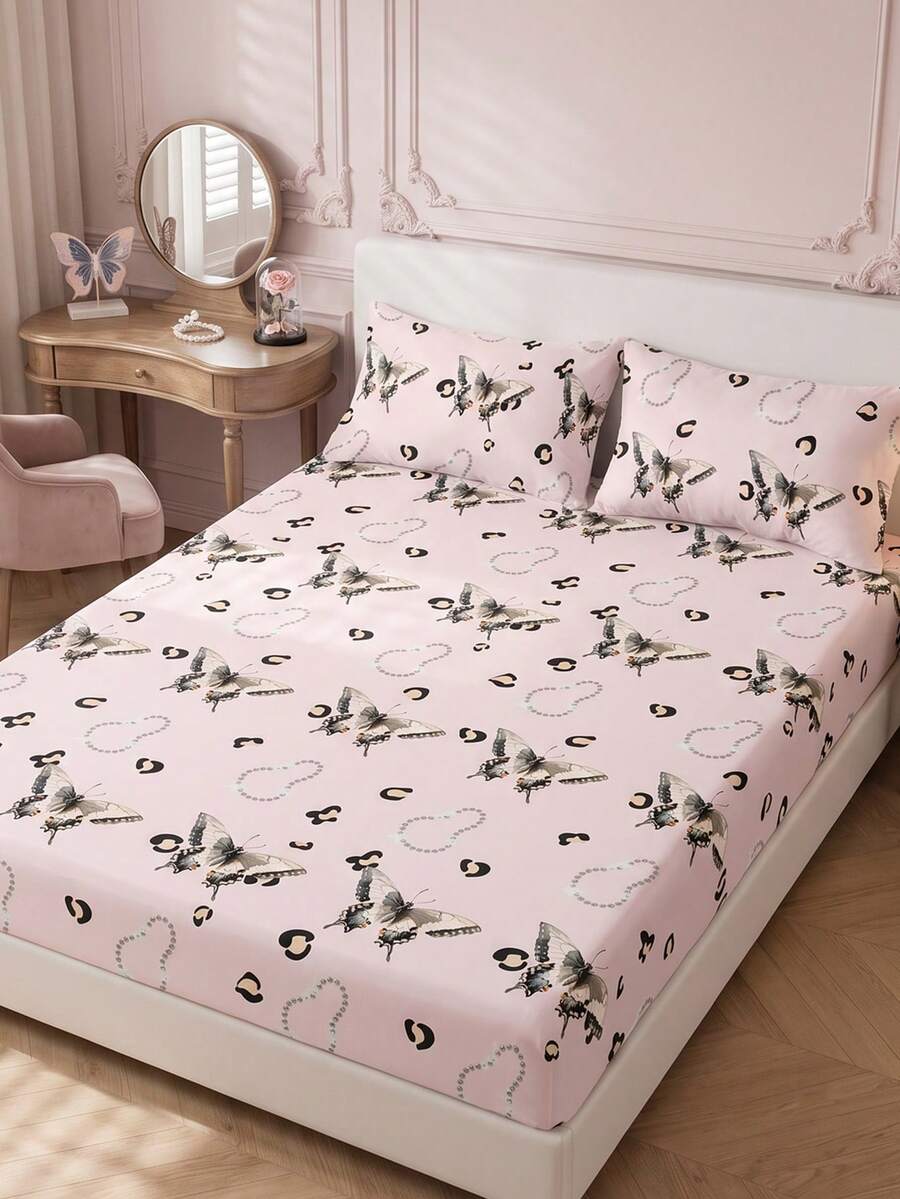 1件印花貼身床單,宿舍床上用品床墊保護套床罩,房間裝飾,深口袋防塵防滑,親膚透氣,超柔軟輕量,適用單人/雙人/加大/特大床,可機洗,不含枕套 - 彩色 - 查看 1
