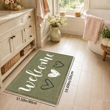 1pc Olive Green Heart Pattern Printed Faux Cashmere Kitchen Mat, Absorbent Kitchen Floor Mat, Kitchen Rug, Long Runner Mat, Sink Front Mat, Suitable For Kitchen, Bathroom, Entryway, Hallway, Laundry Room And Home Decor - Multicolor - View 15