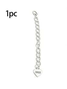 1/5/10/20pcs S925 Sterling Silver Bracelet Necklace Extension Chain, With Connector And Round Heart Shape, For Jewelry Making, Bracelet Necklace Connector Repair - Heart Tail Chain Style - View 13