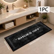 1pc "Please Take Off Shoes" Text & Pattern Printed Rug, Faux Wool Mat - Highly Absorbent, Easy To Clean, Suitable For Home Decor, Farmhouse, Entryway, Indoor, Room, Kitchen, Dining Room, Small Office/Home Office, Sink, Laundry Room, Doormat, Kitchen Mat, Non-Slip Mat - Multicolor - View 16