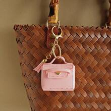2pcs Mixed Color Mini Handbag Shaped Keychain Pendant, PU Leather Tassel Bag Charm, For Backpack Decoration - Multicolor - View 5
