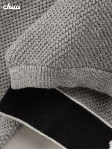 CHUU Letter Patchwork Hooded Knit Cardigan Women's Autumn Sweet Cool Metal Button Long Sleeve Short Jacket - Grey - View 8