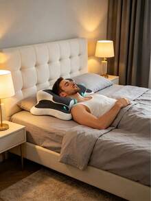 Ergonomic Memory Foam Butterfly Neck Pillow With C-Shape/Dual Height Adjustment, Transparent Cover Provides Support - Sleep Aid Pillow Suitable For Side/Back/Stomach Sleeping Positions, Dual Use For Travel And Home, Machine Washable - B - View 3