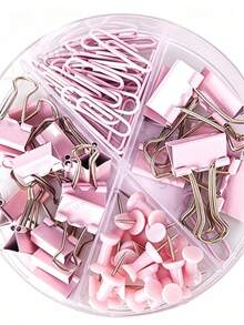 1 Set Multi-Function Paper Clips, Binder Clips, Push Pins And Butterfly Clips Combination Set, Suitable For Office And Study Folders - A - View 1