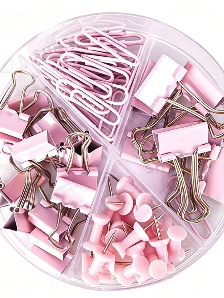 1 Set Multi-Function Paper Clips, Binder Clips, Push Pins And Butterfly Clips Combination Set, Suitable For Office And Study Folders - A - View 1