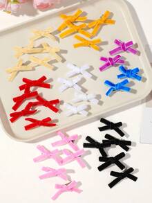 20pcs Girls Multi-Color Velvet Fabric Bow Ribbon Hair Clips, Versatile Bangs Back Side Hair Clips, Hair Accessories For Daily Use - Multicolor - View 2