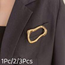 1Pc/2/3Pcs Vintage Geometric Asymmetric Shape Brooch, European And American Style Suitable For Party, Banquet, Vacation, Daily Wear, Suit And Coat Decoration - Multicolor - View 2