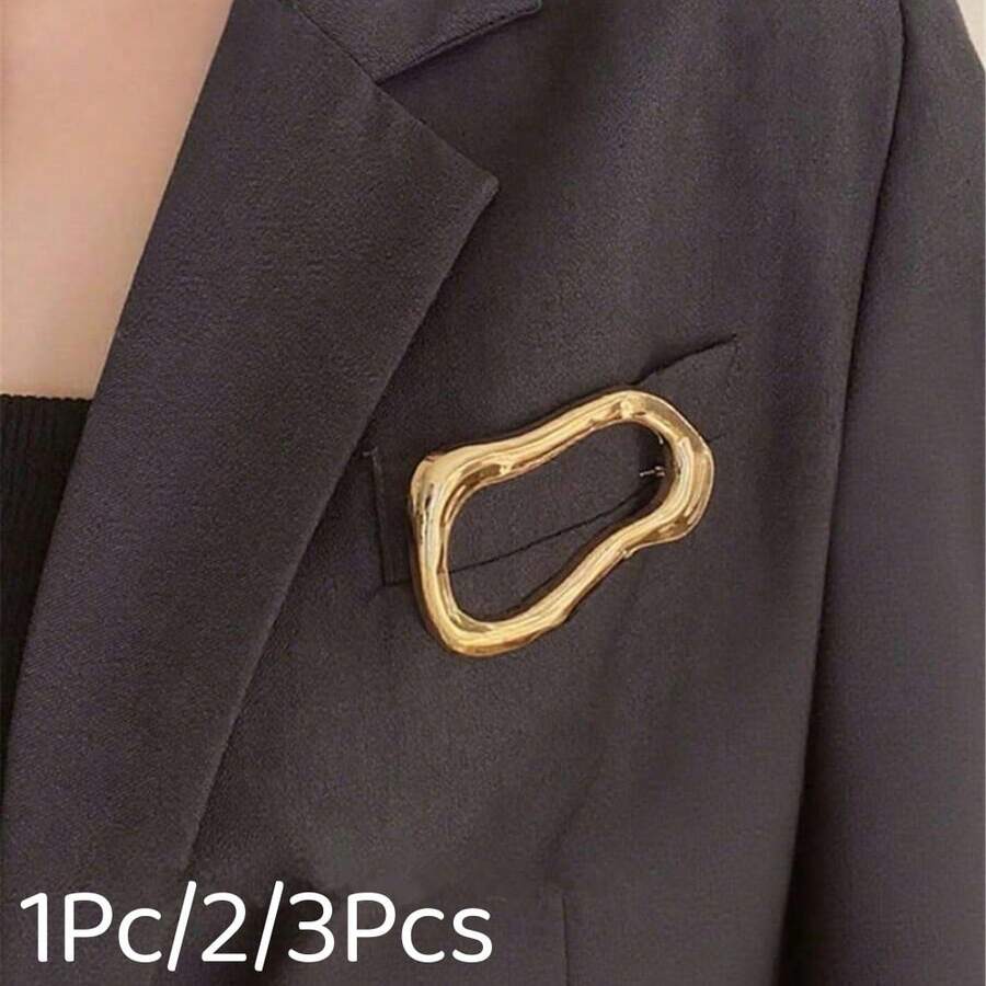 1Pc/2/3Pcs Vintage Geometric Asymmetric Shape Brooch, European And American Style Suitable For Party, Banquet, Vacation, Daily Wear, Suit And Coat Decoration