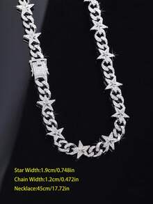 1pc European & American Fashion Hip-Hop Style Star Bracelet Necklace, Inlaid With Rhinestones, Street Accessory - A - View 14