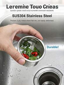 Rust-Proof Mesh Design - Stainless Steel Sink Strainer With Handle - Easy To Prevent Clogging, Suitable For Kitchen And Bathroom Sinks - Perfect For Draining Fruits And Vegetables - SILVER - View 5