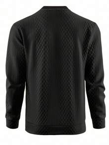 Sweatshirt Pullover Kasual Olahraga Kreatif untuk Pria, Atasan Pullover Lengan Panjang Longgar Leher V Serbaguna untuk Perjalanan Musim Semi/Gugur - Hitam - View 2