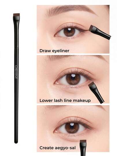 OEIEZ Pensulă pentru eyeliner plată și înclinată, ultra-subțire, pentru contur precis, potrivită pentru eyeliner, aegyo sal și linia genelor inferioare