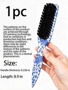1-4pcs Neutral Hair Comb/Beard Brush Set, Blue & White Porcelain Pattern Pointed Tail Comb, Unscented Professional Styling Comb, Dual Function For Hair Cutting And Cleaning, Smooth And Easy To Comb, Suitable For All Hair Types, Edge Control Comb, Professional Smooth Back Comb, Perfect For Creating Neat Ponytails And Braids, Pointed Tail Styling Tool, Can Be Used To Fix Flyaway Hair And Apply Beard Wax, Suitable For Bathroom Use, Scalp Massage, Back To School, Travel, Daily Use, Also An Excellent Gift For Friends And Family - Multicolor - View 7